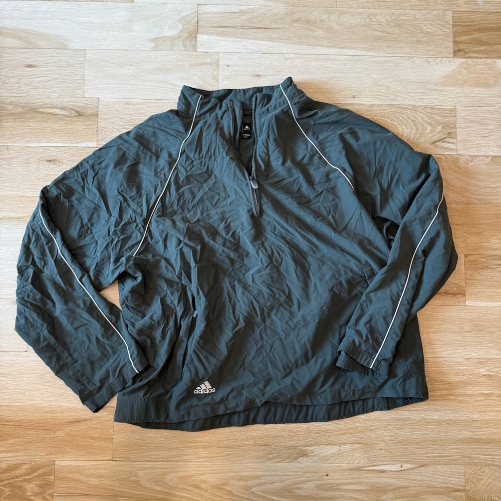 Adidas Dark Green Pullover Windbreaker Jacket